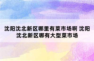 沈阳沈北新区哪里有菜市场啊 沈阳沈北新区哪有大型菜市场